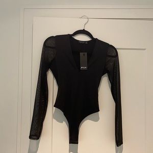 Black mesh sleeve nasty gal body suit